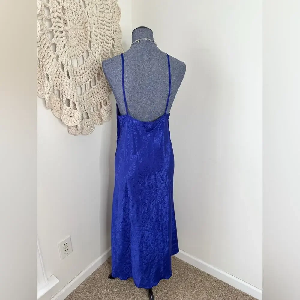 Vintage Featherbed Intimates Royal Blue Chemise Nightgown Size Large - Picture 3 of 5